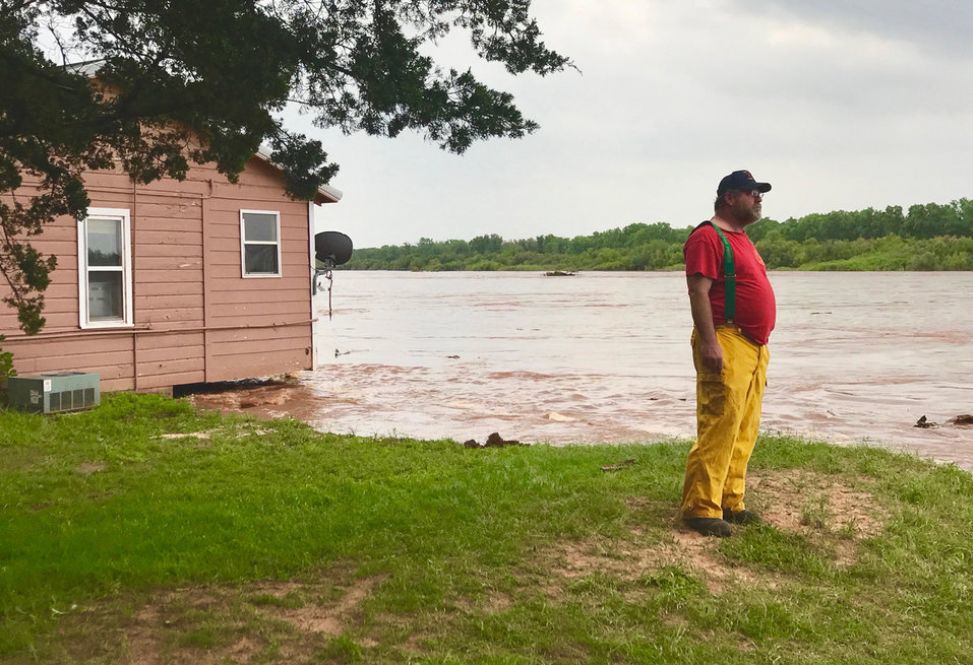 Flood waters from the Cimarron River